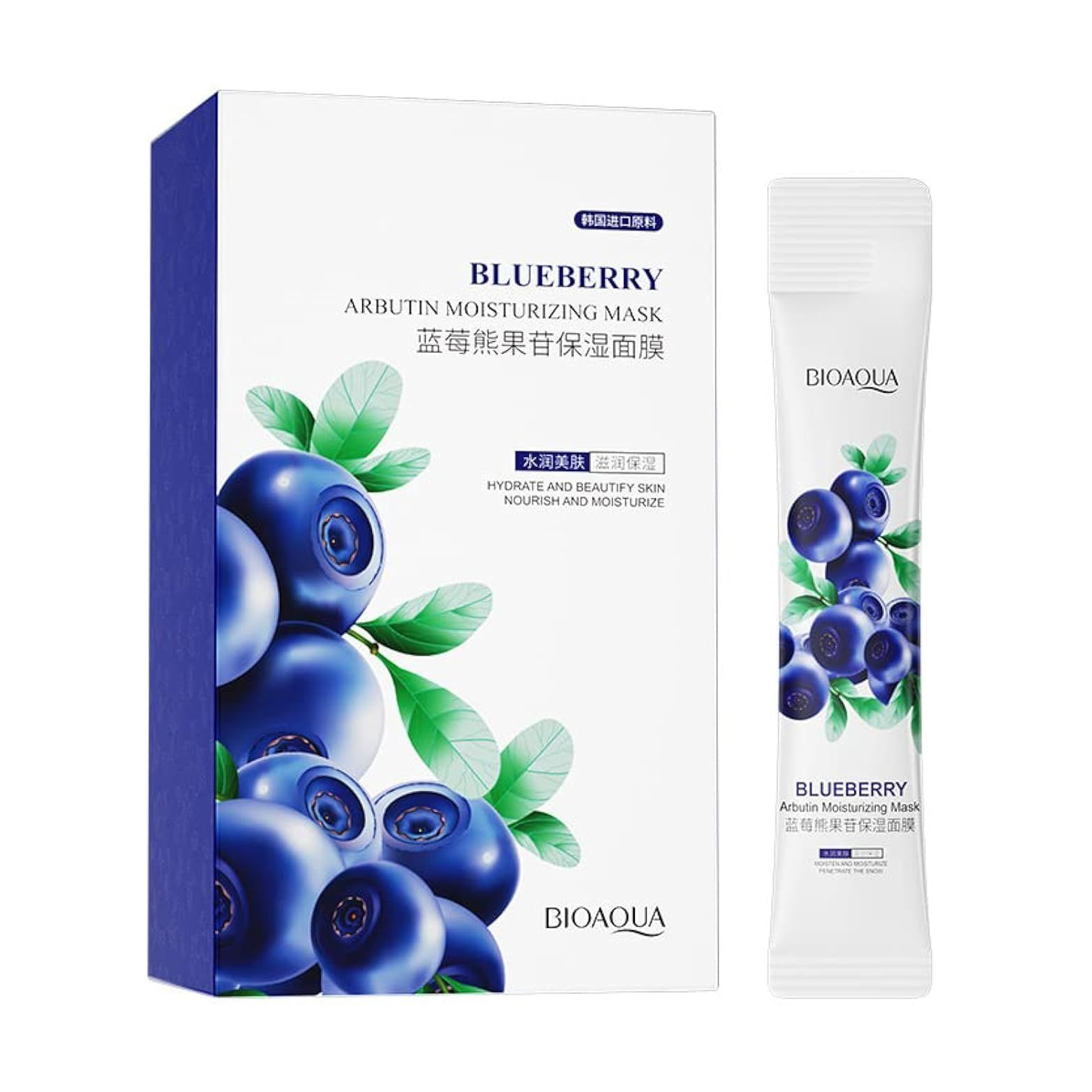 Зволожувальна маска для обличчя Bioaqua Blueberry Arbutin Moisturizing Mask з чорницею, 20*4 мл
