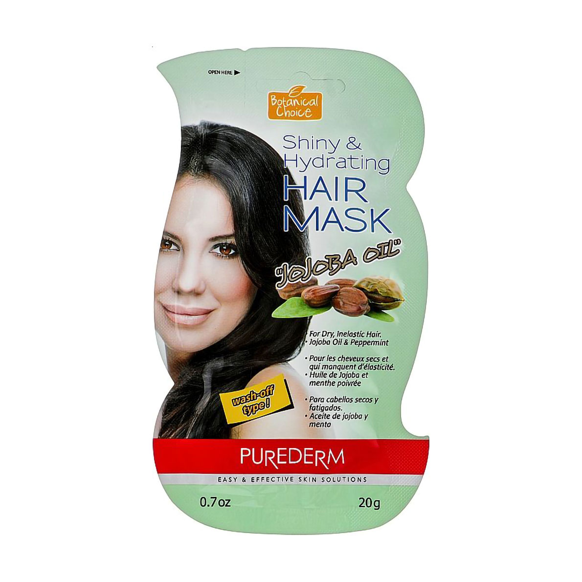 Зволожувальна маска для волосся Purederm Botanical Choice Shiny &amp; Hydrating Jojoba Oil Hair Mask, 20 г